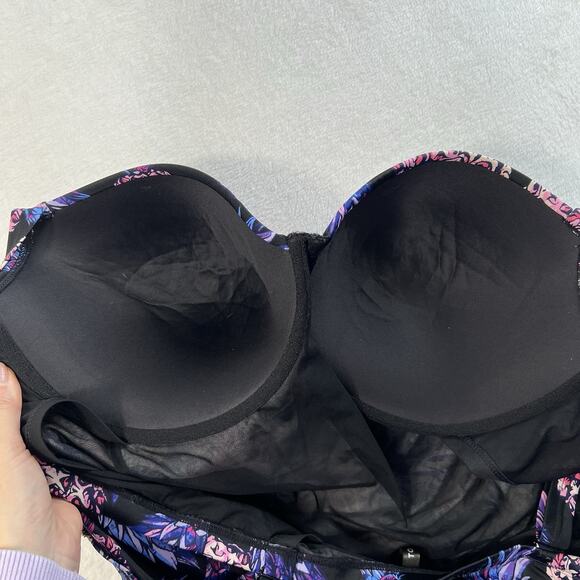 Torrid 5X 1 Piece Swimsuit Push Up Demi Slim Fix Padded Underwire Pineapple - Picture 9 of 15